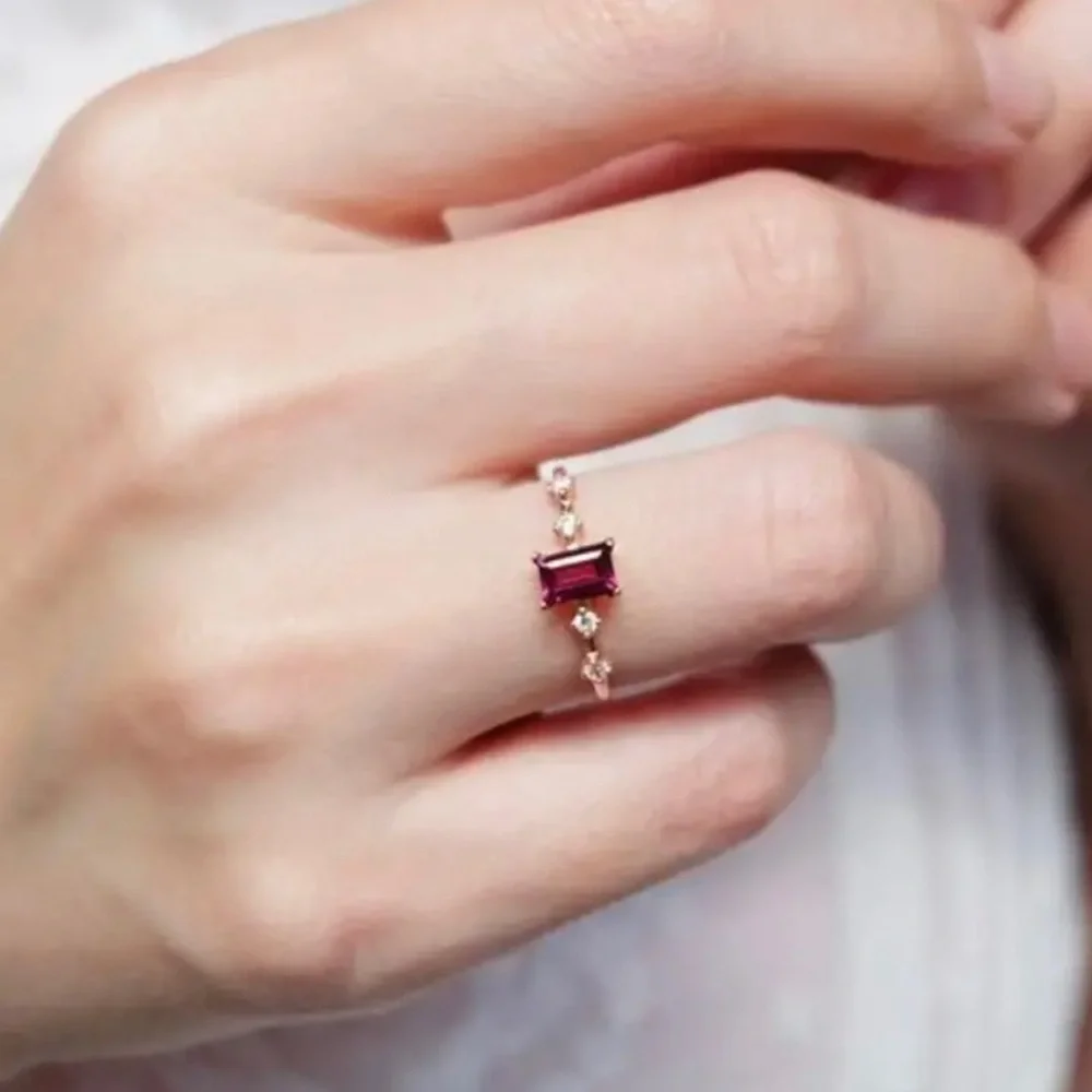 Sweet Rhodolite garnet with cz 14k clad size 7